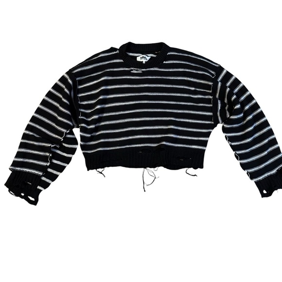 MM6 Maison Margiela Distressed Sweater 'Black/White' Size XS - Picture 3 of 6